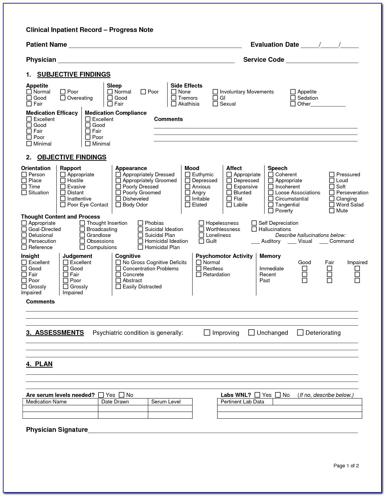 Clinical Progress Note Form