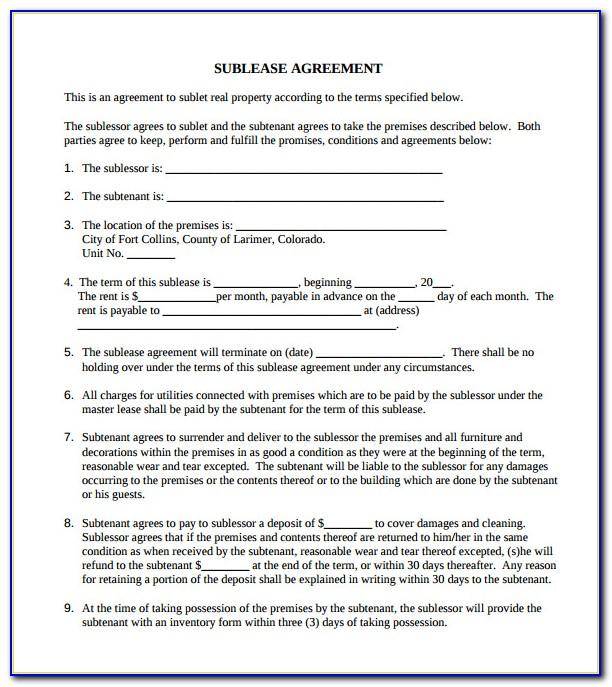 Commercial Sublease Agreement Template Word Uk