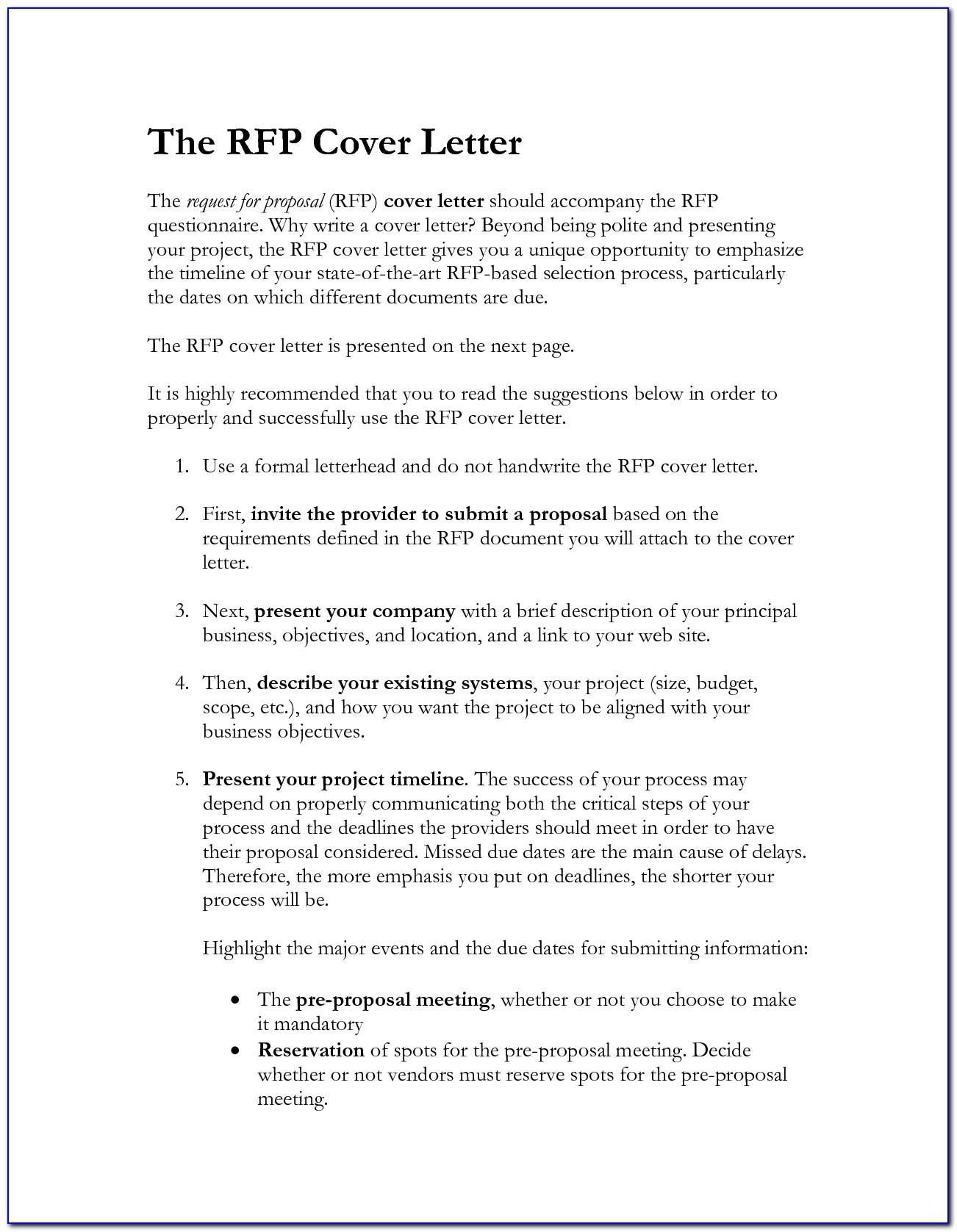 Cover Letter Template For Rfp Response
