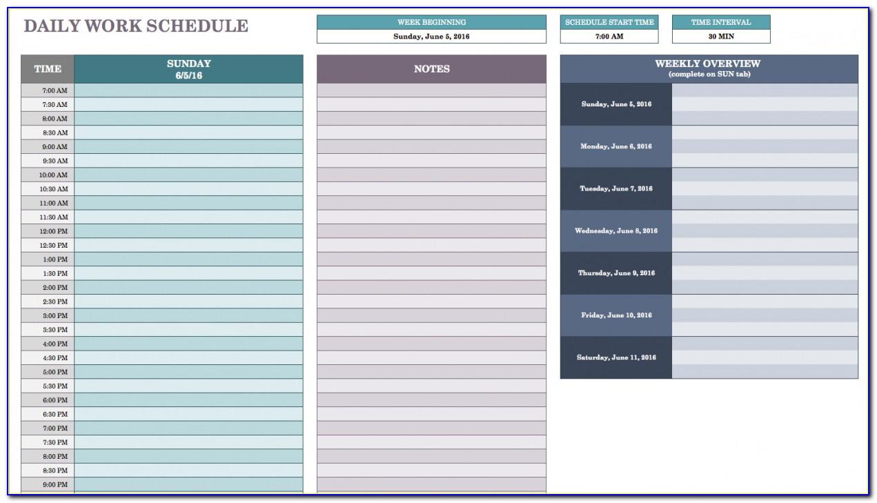 Daily Task Planner Template Excel