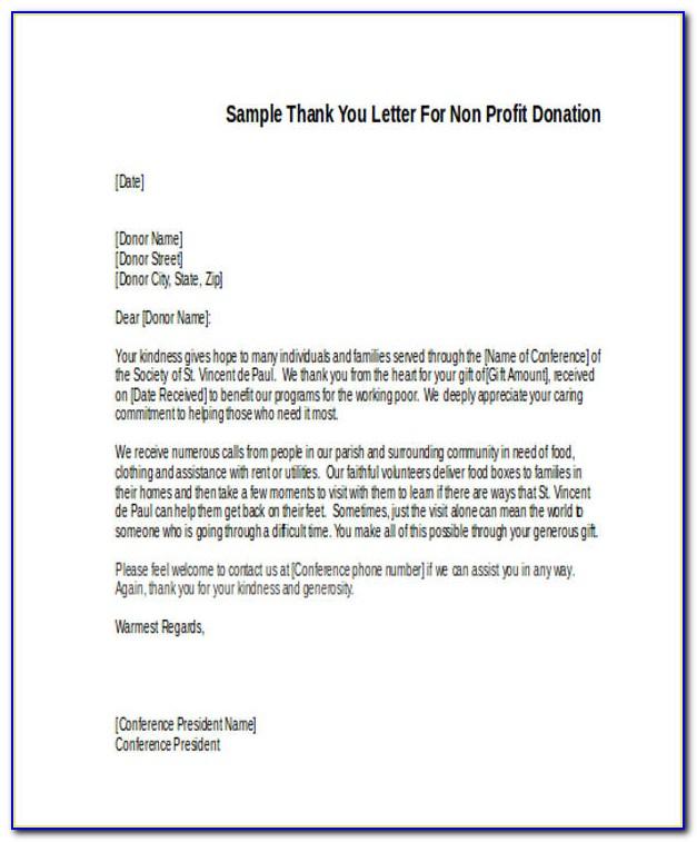 Donation Thank You Letter Template Free