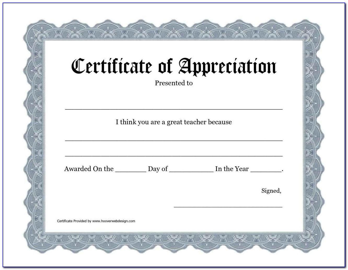 Editable Template For Certificate Of Appreciation