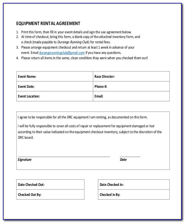 Equipment Rental Agreement Template South Africa