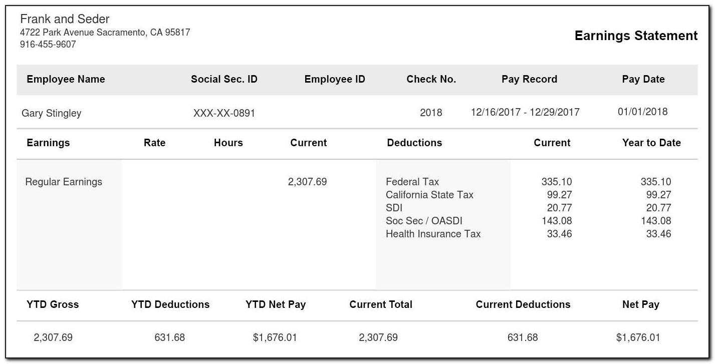 Example Pay Stubs