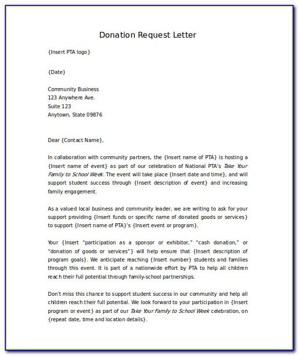Example Request For Donation Letter