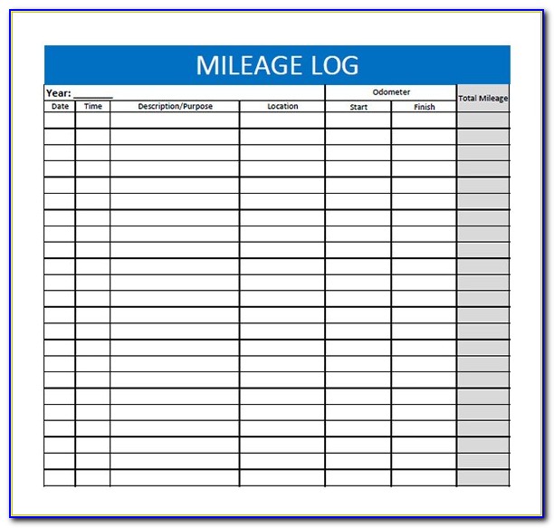 Excel Template For Mileage Log