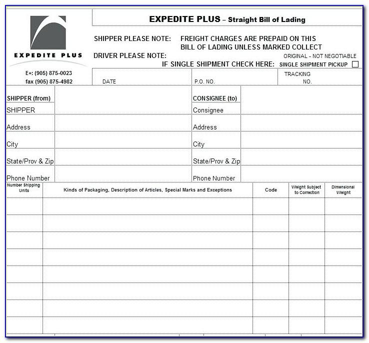 Fedex Freight Bill Of Lading Template