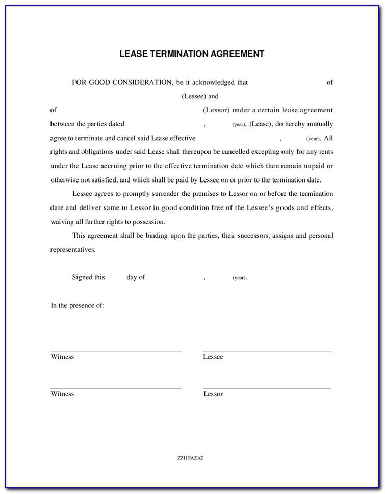 Florida Termination Of Lease Agreement Form