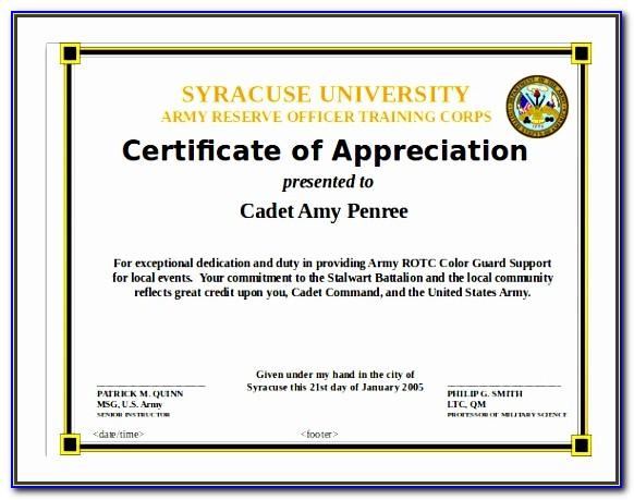 Free Sample Certificate Of Appreciation Template
