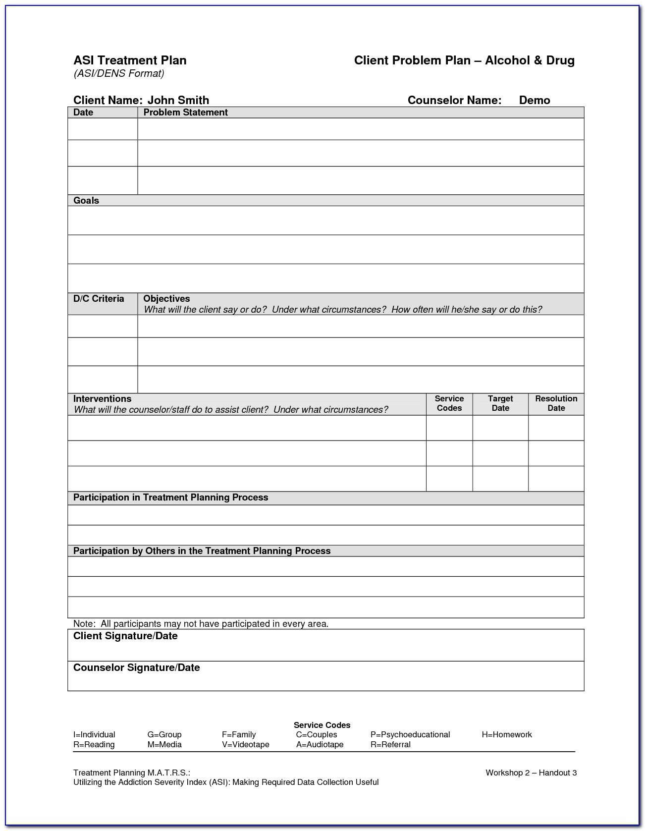 Free Substance Abuse Treatment Plan Template