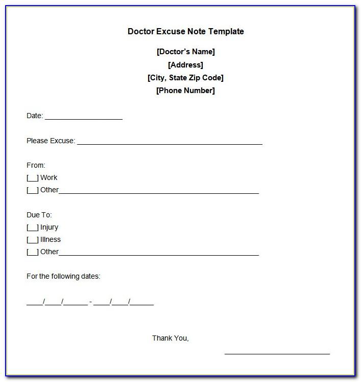 Free Template For Doctors Note