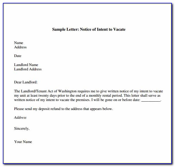 Free Template For Notice To Vacate