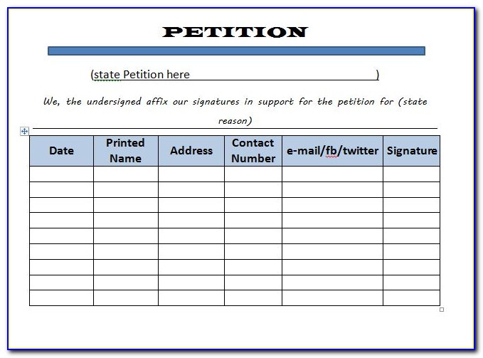 Free Template For Petition Signatures