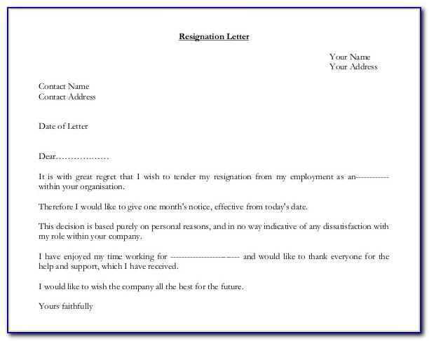 Free Template Resignation Letter Uk