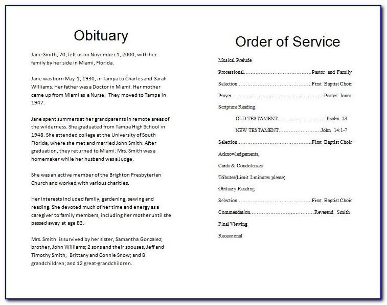 Free Templates For Funeral Programs Online