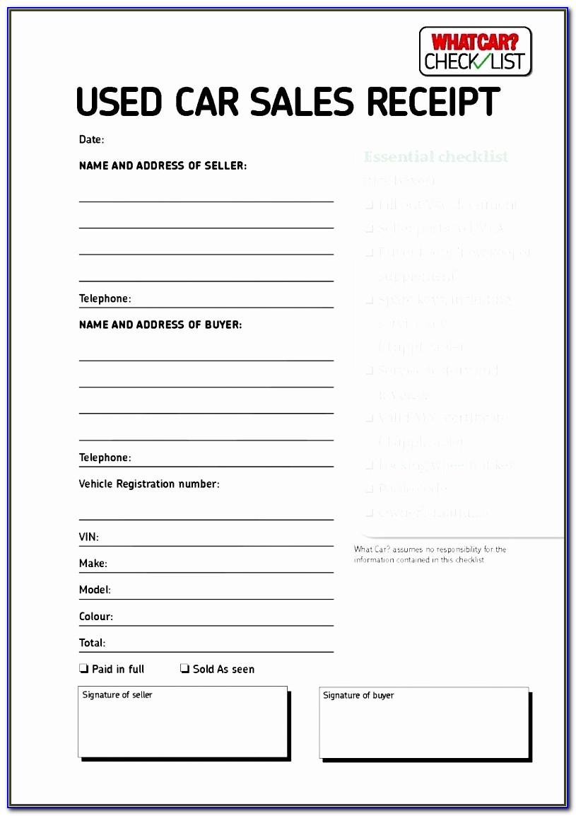 Free Used Car Sales Receipt Template