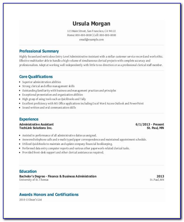Functional Resume Template For Administrative Assistant