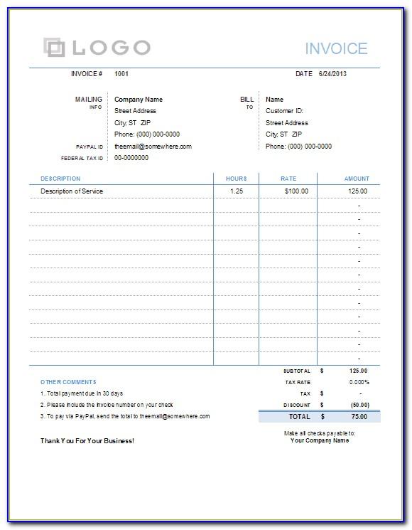 Invoice Template For Billing Services