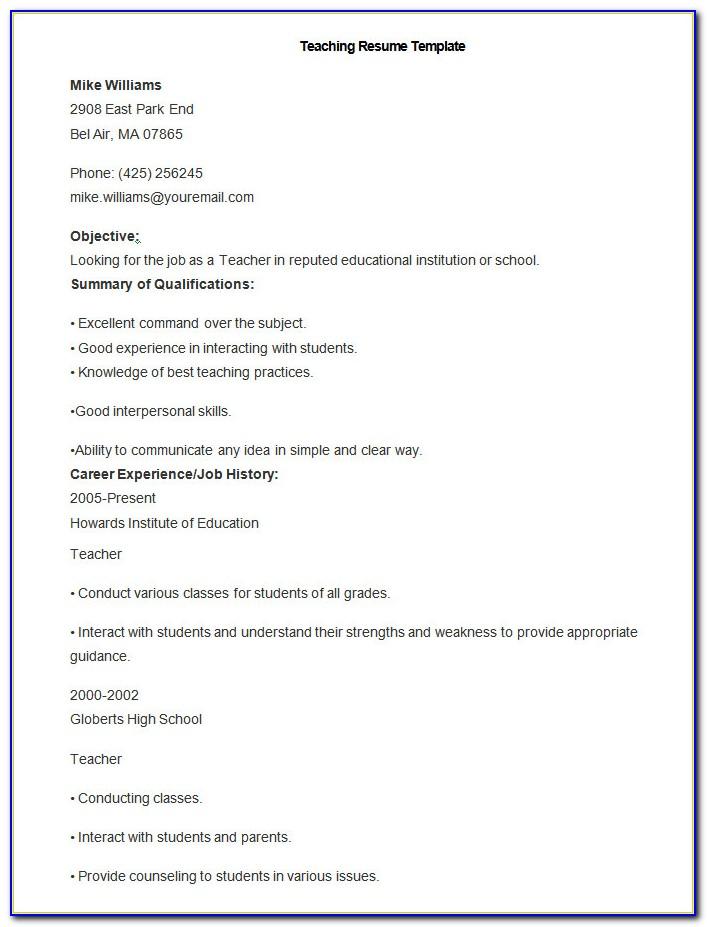 Lecturer Resume Format Free Download