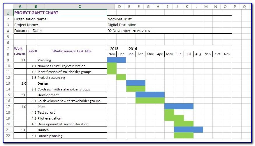 Microsoft Excel Timeline Gantt Chart Template