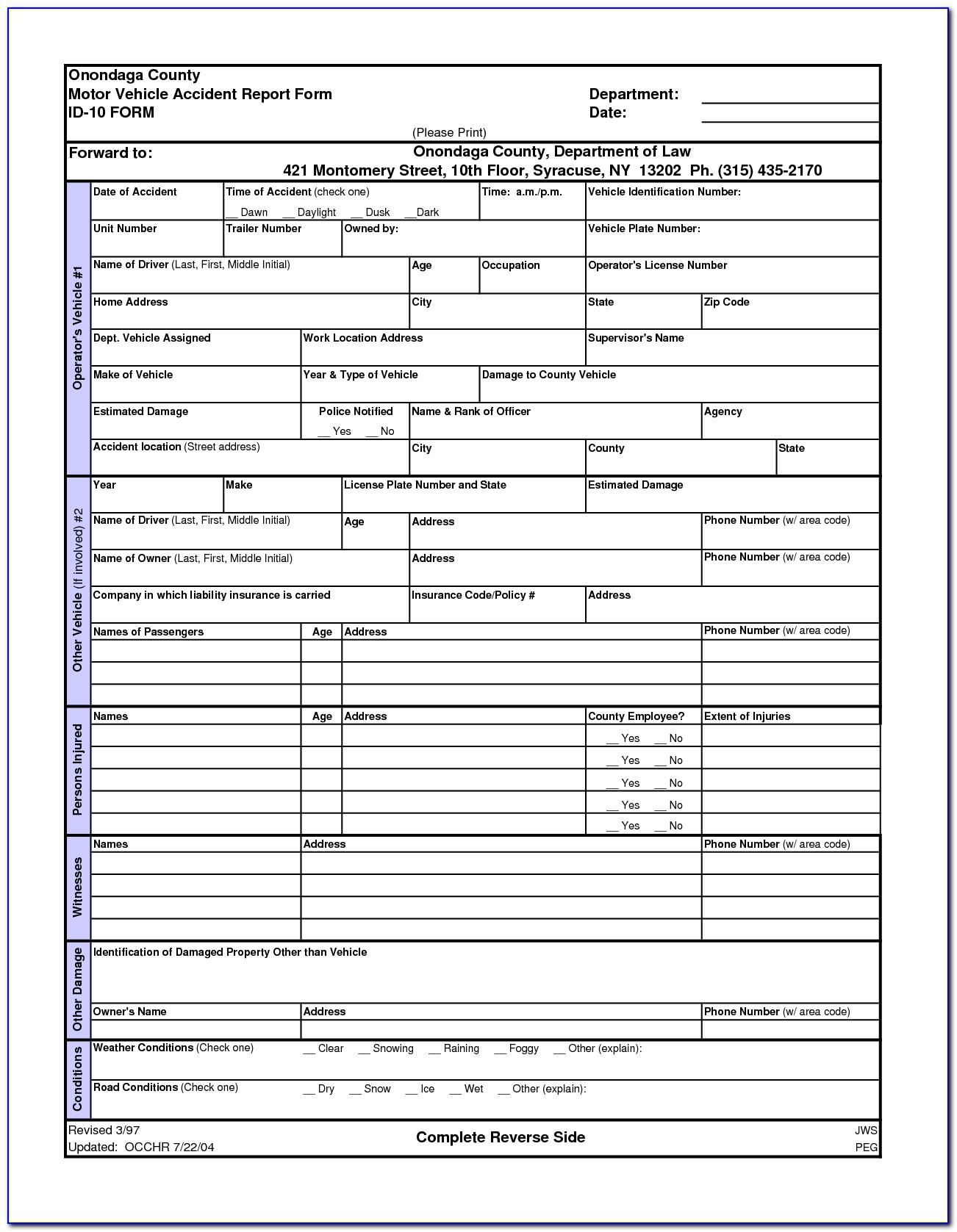 Motor Vehicle Accident Report Template