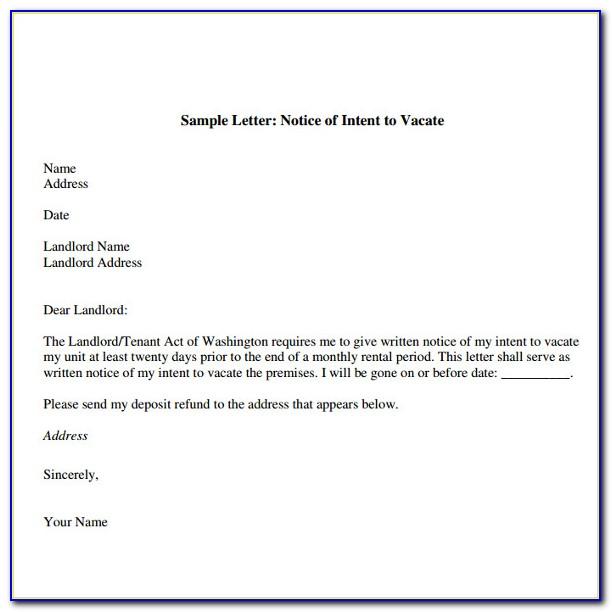 Notice To Vacate Apartment Letter Template