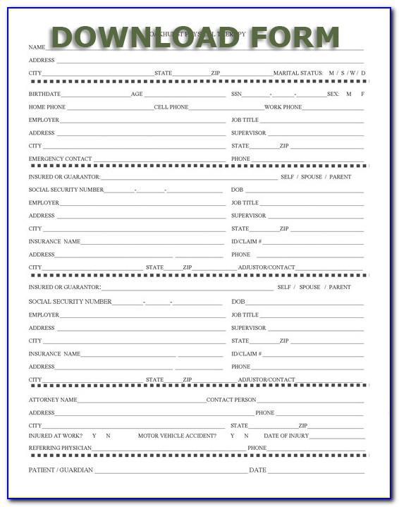 Patient Intake Form Template Physical Therapy