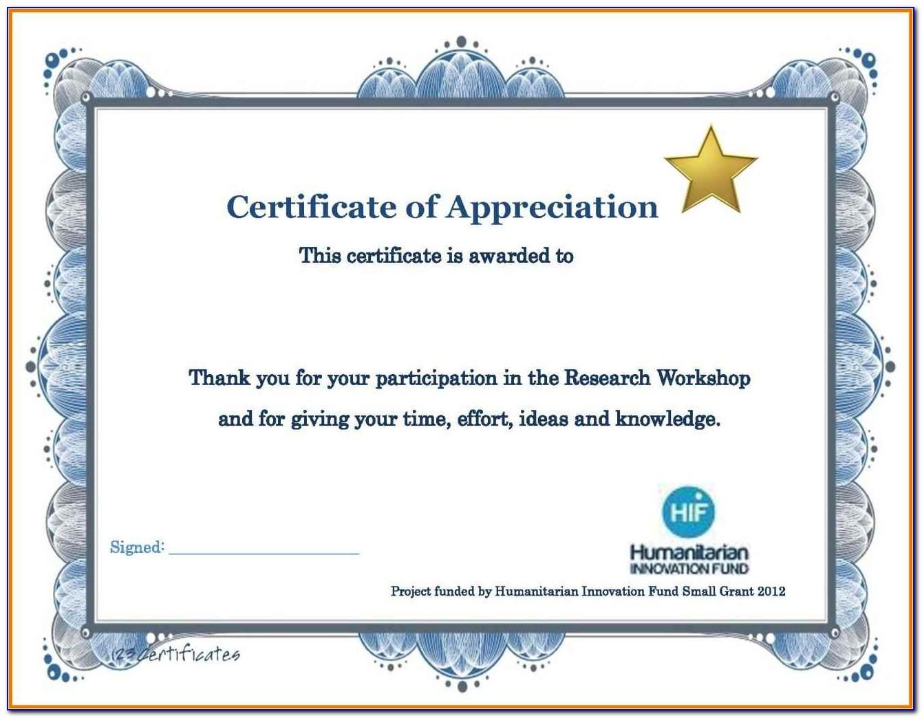 Powerpoint Template For Certificate Of Appreciation