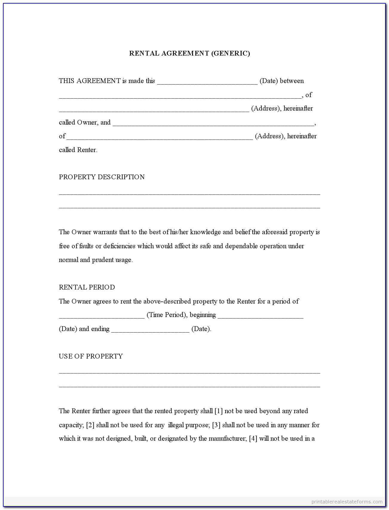 Rental Agreement Contract Form