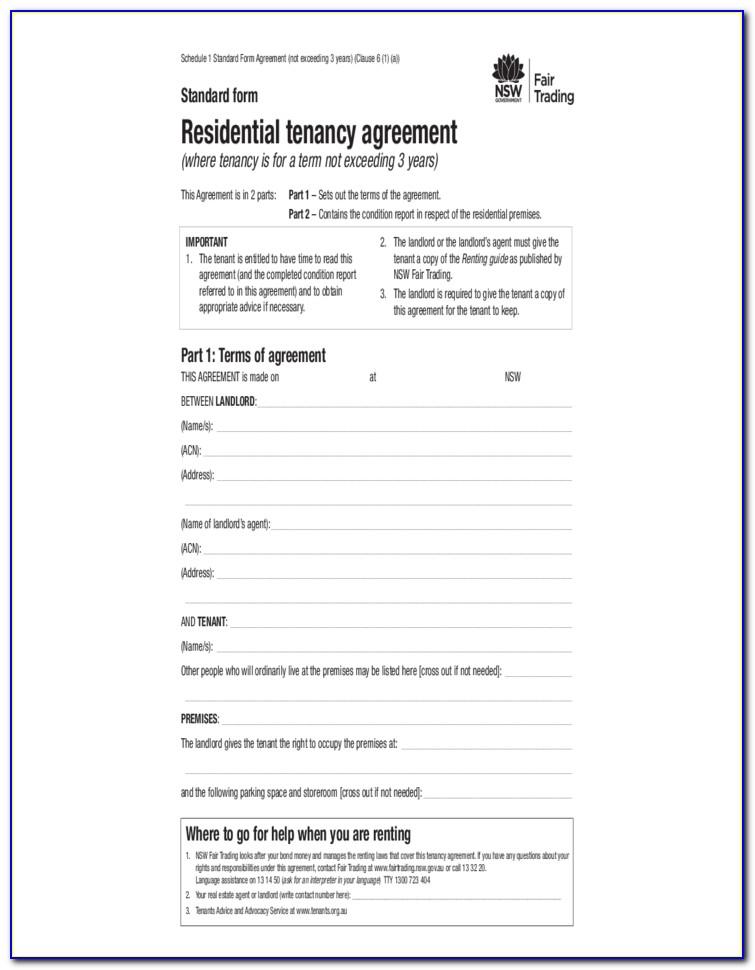 Residential Tenancy Agreement Template Free