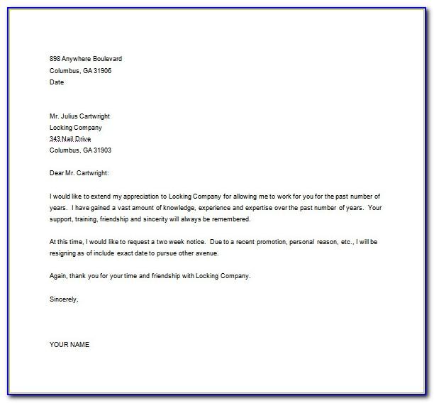 Resignation Letter Template Word Uk