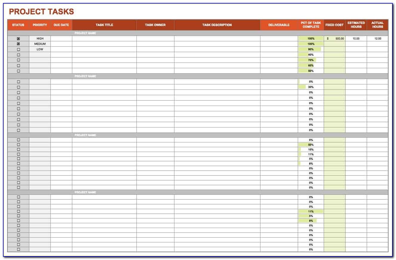 Resource And Task Management Excel Template