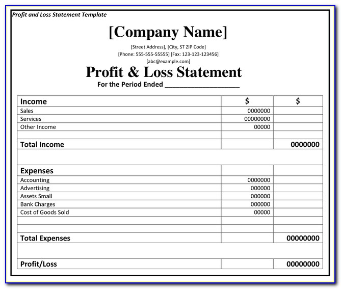Restaurant Monthly Profit And Loss Statement Template