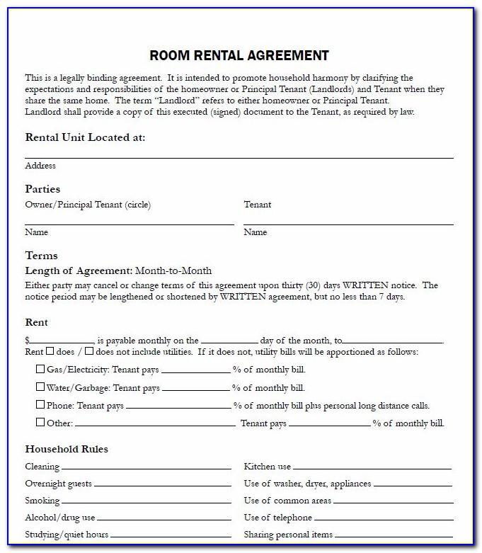 Room Rental Agreement Template Uk Free