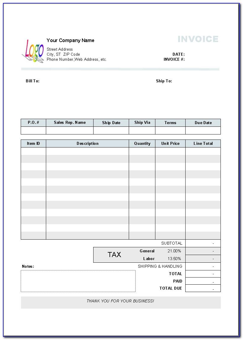 Sales Tax Invoice Format In Word Free Download