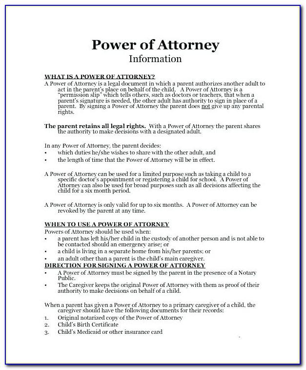 Sample Power Of Attorney Letter For Company