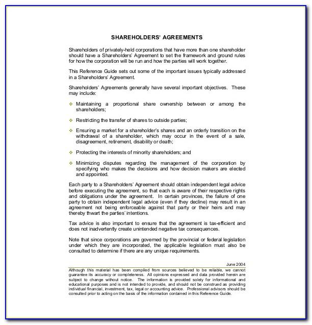 Sample Shareholders Agreement Australia