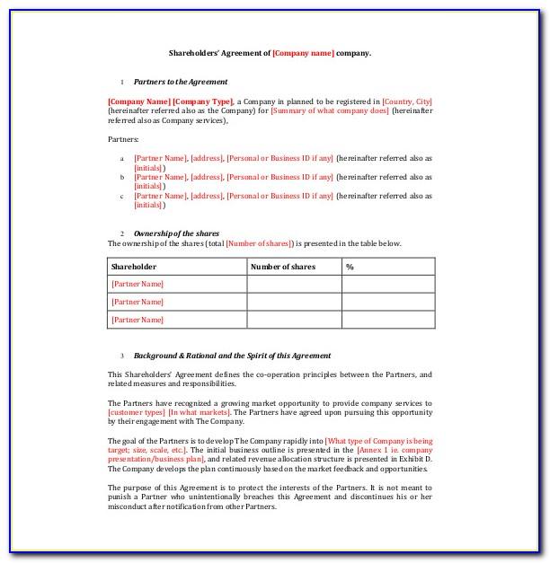 Shareholders Agreement Template South Africa Pdf