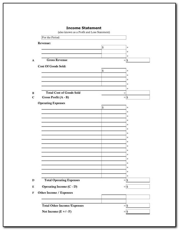 Simple Profit And Loss Statement Template For Small Business