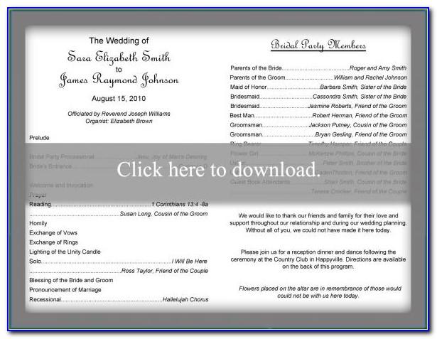 South African Traditional Wedding Program Templates