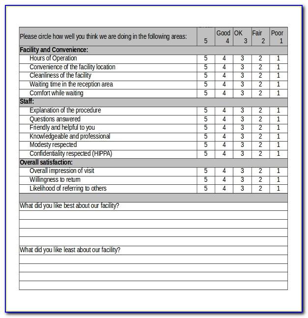 Survey Questionnaire Template Xls