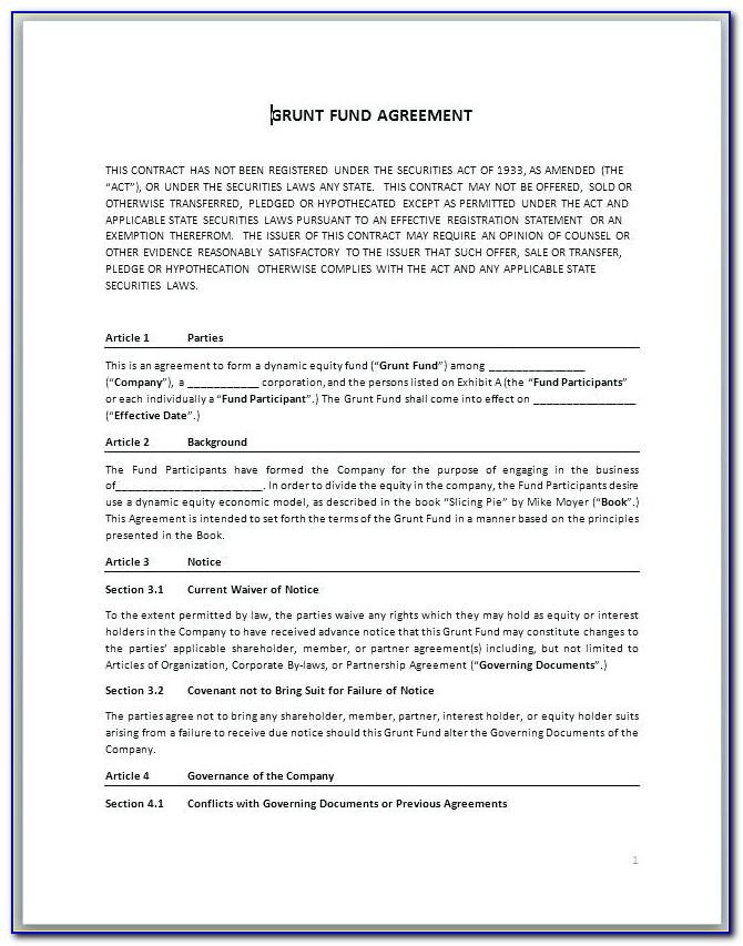 Sweat Equity Contract Template