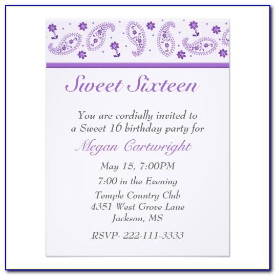 Sweet 16 Party Invitation Templates Free