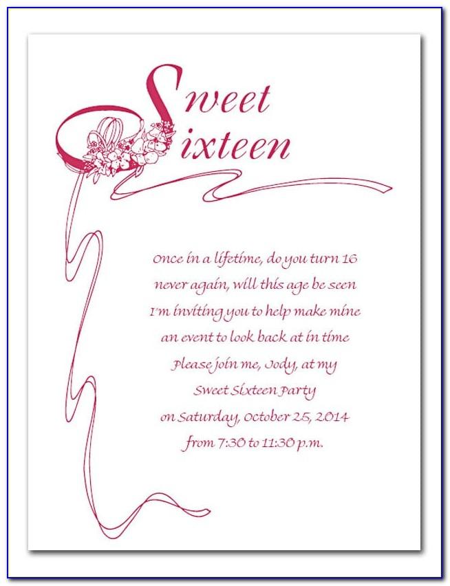 Sweet Sixteen Invitation Cards Samples
