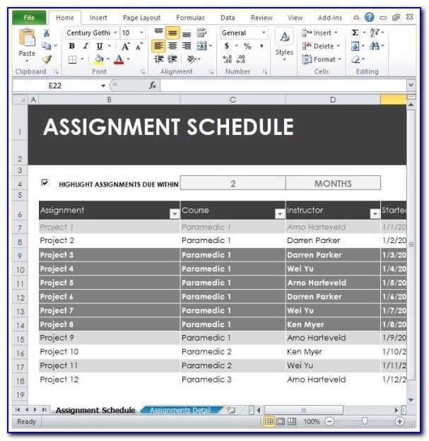 Task Assignment Spreadsheet Template
