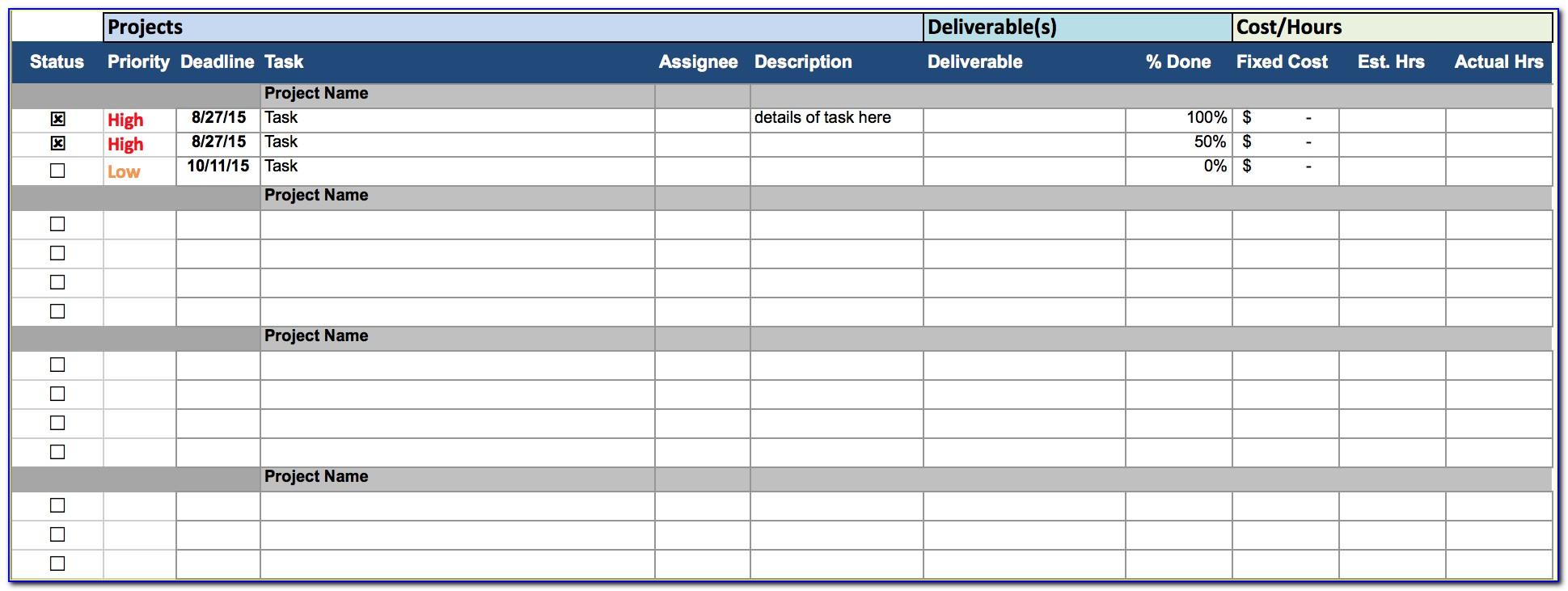 Task Management Excel Template Free Download
