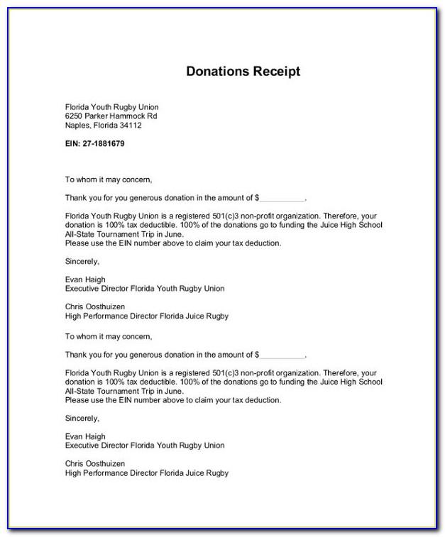 Tax Deductible Donation Form Template