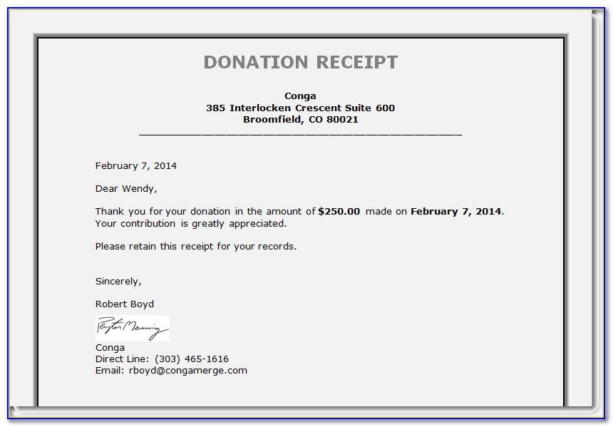 Tax Deductible Donation Receipt Example