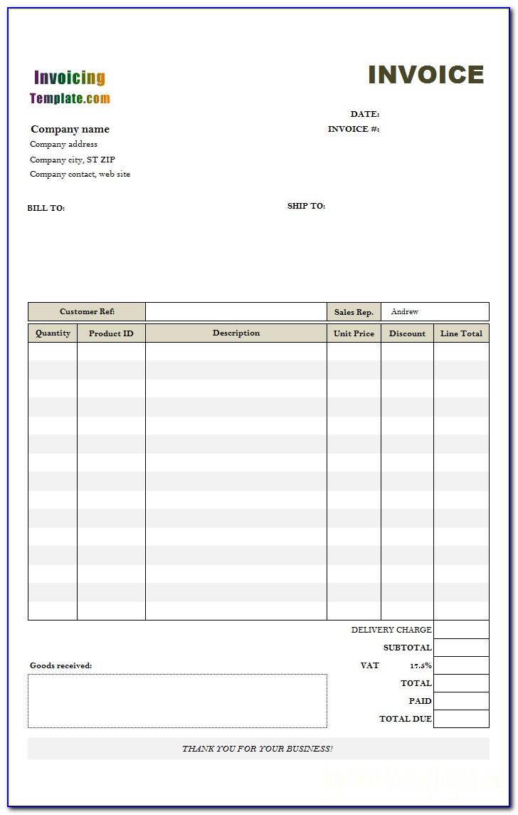 Tax Invoice Format In Word India