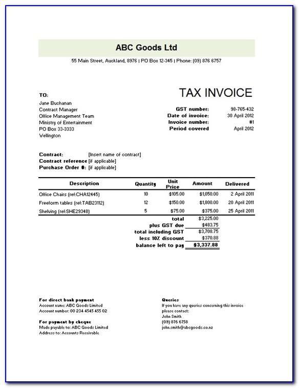 Tax Invoice Sample Word